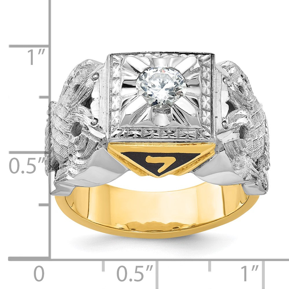 Exclusive 14K Two-Tone Masonic Ring with Diamond, Stylish Design, 32nd Degree