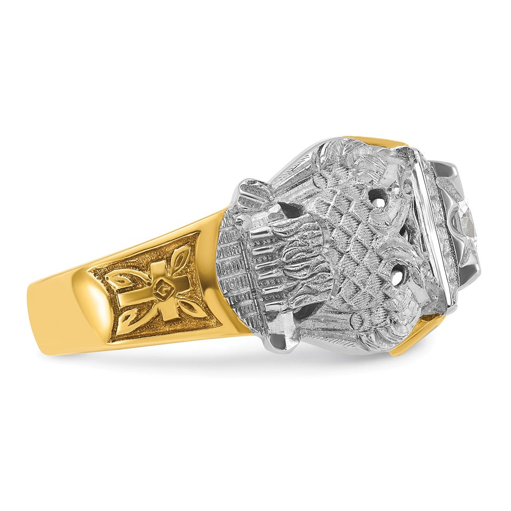 Exclusive 14K Two-Tone Masonic Ring with Diamond, Stylish Design, 32nd Degree