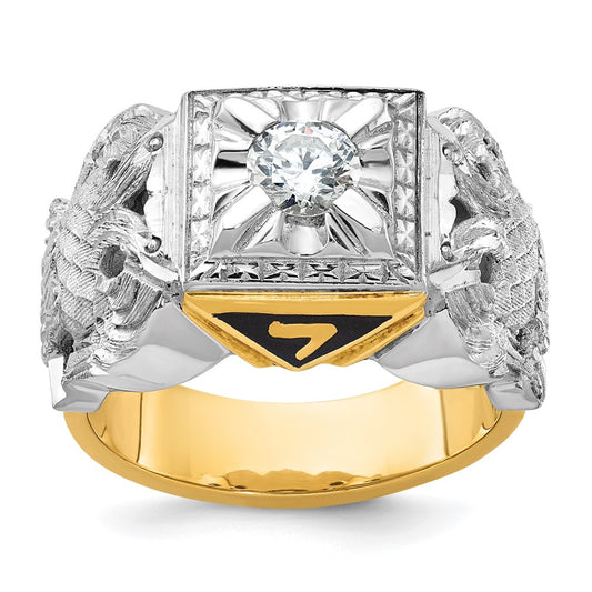 Exclusive 14K Two-Tone Masonic Ring with Diamond, Stylish Design, 32nd Degree
