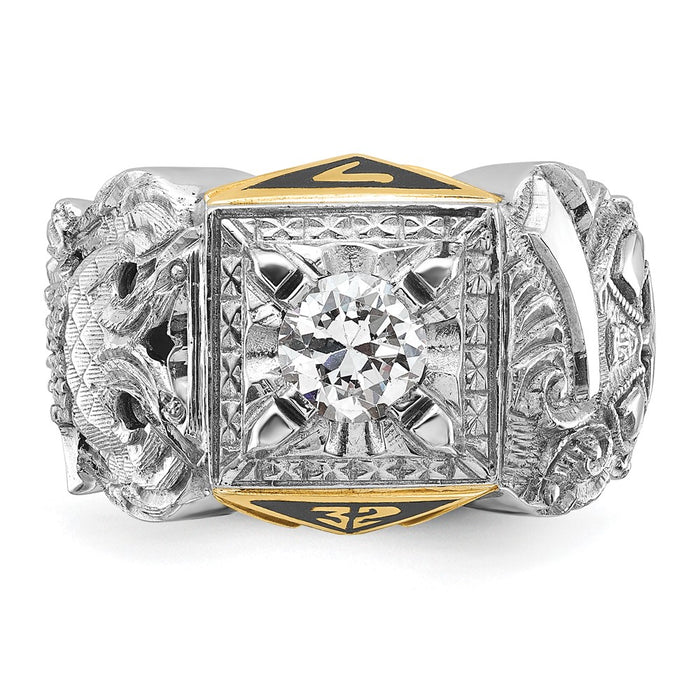 Exclusive 14K Two-Tone Men's Masonic Ring with Diamond Accents - Stylish Design-4