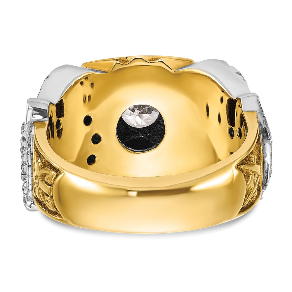 Exclusive 14K Two-Tone Men's Masonic Ring with Diamond Accents - Stylish Design