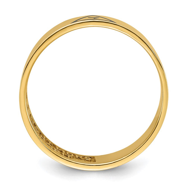 10K Men's Masonic Ring - Polished Black Enamel