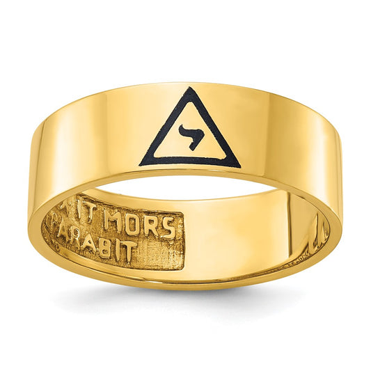 Exclusive 14K Men's Masonic Ring - Polished Black Enamel, Stylish Design
