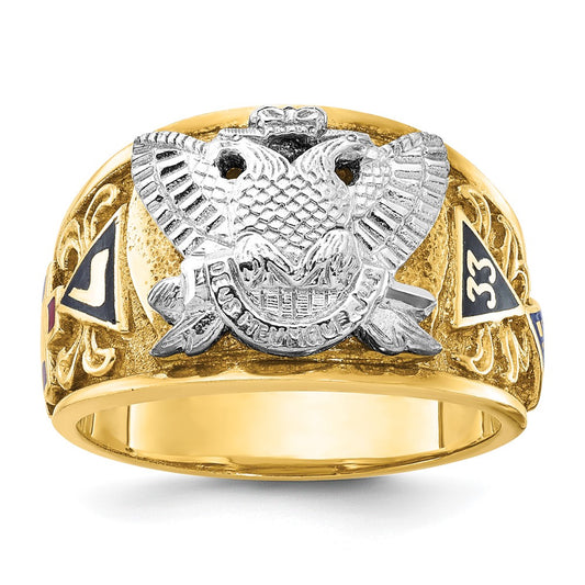 Buy High-Quality 10K Two-Tone Masonic Ring - Stylish Active 33rd Design, Value!