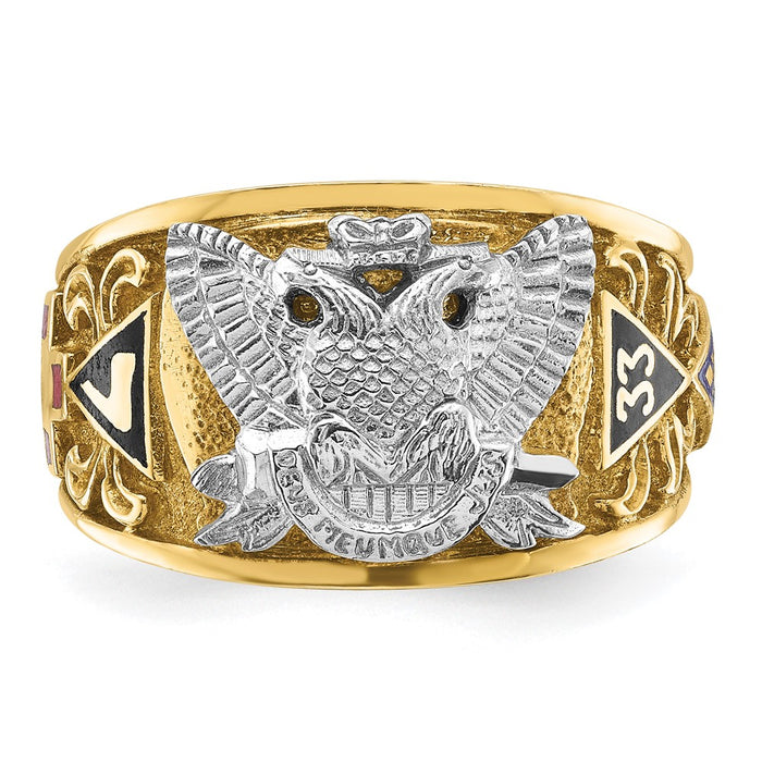 Buy Stylish 14K Two-Tone Masonic Ring - 33rd Degree, Polished & Textured-6