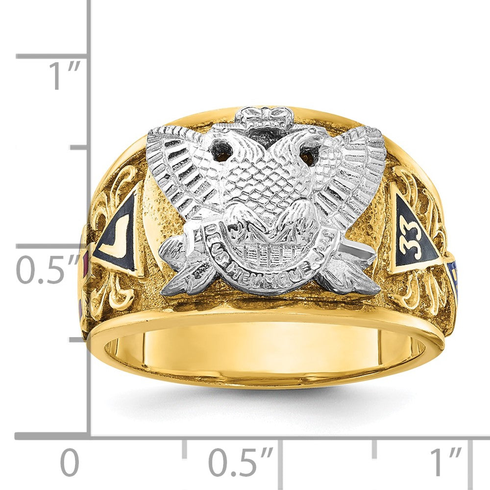 Buy Stylish 14K Two-Tone Masonic Ring - 33rd Degree, Polished & Textured