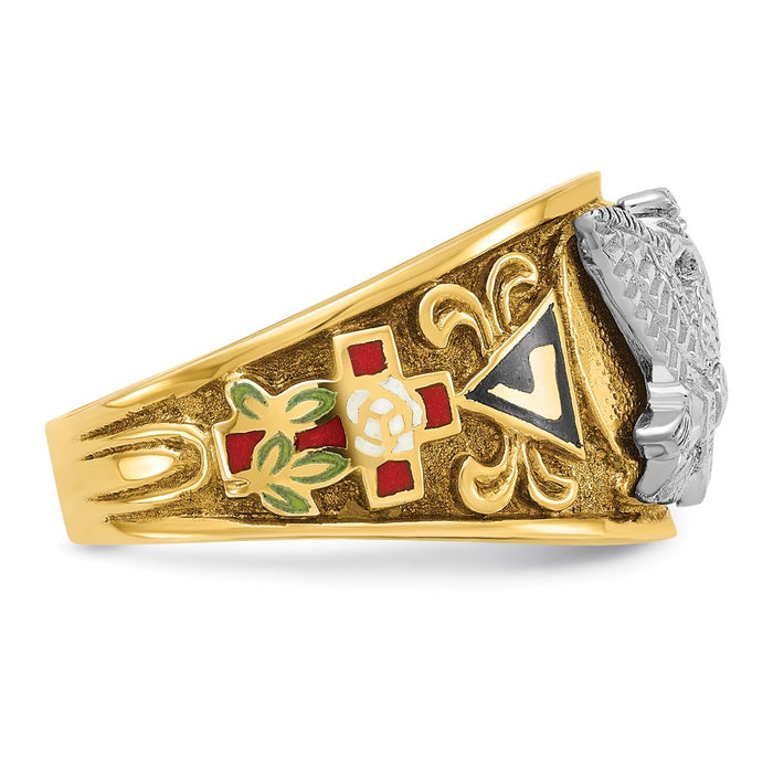 Buy Stylish 14K Two-Tone Masonic Ring - 33rd Degree, Polished & Textured-8