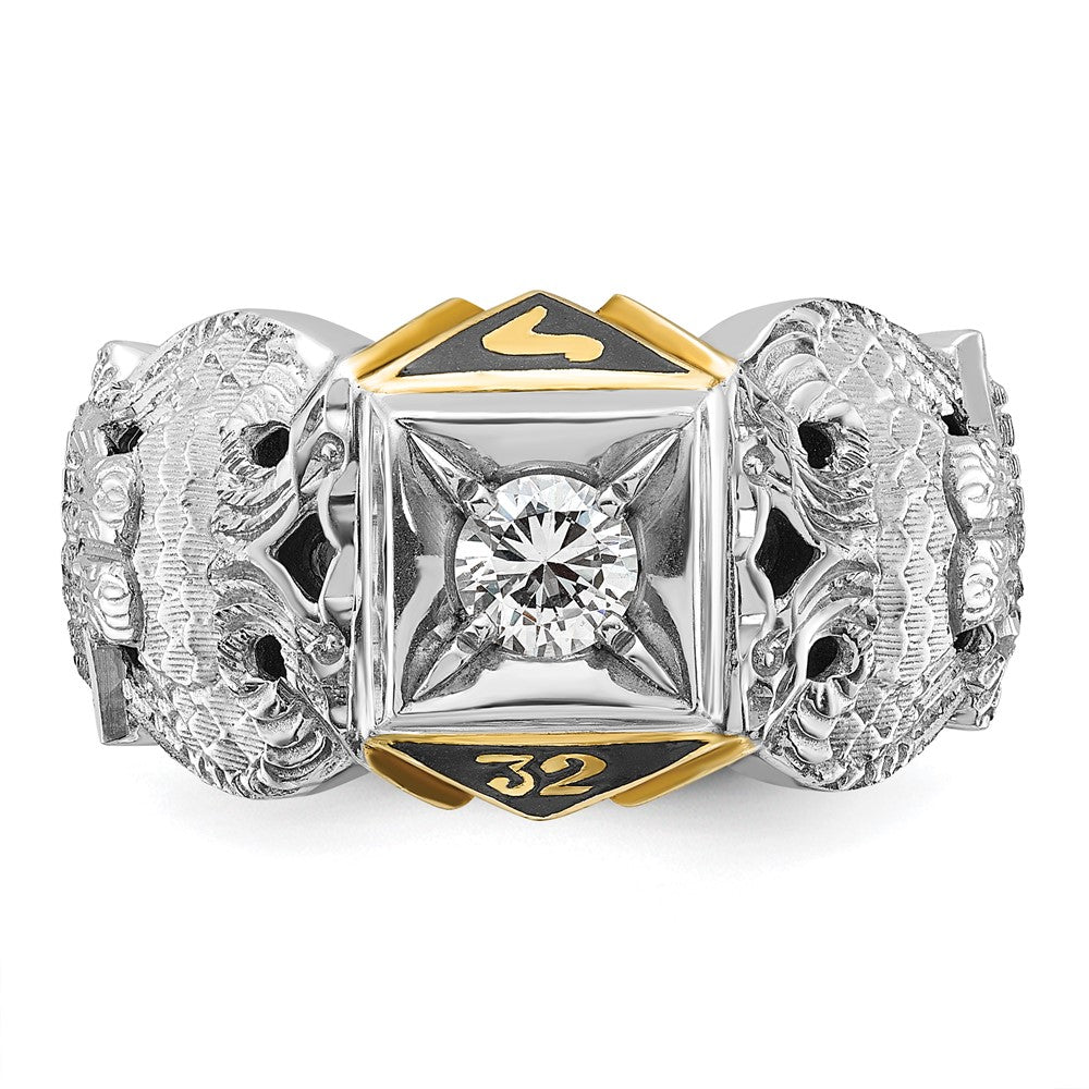 Exclusive 10K Two-Tone Men's Ring with Black Enamel & Diamond - Stylish Design