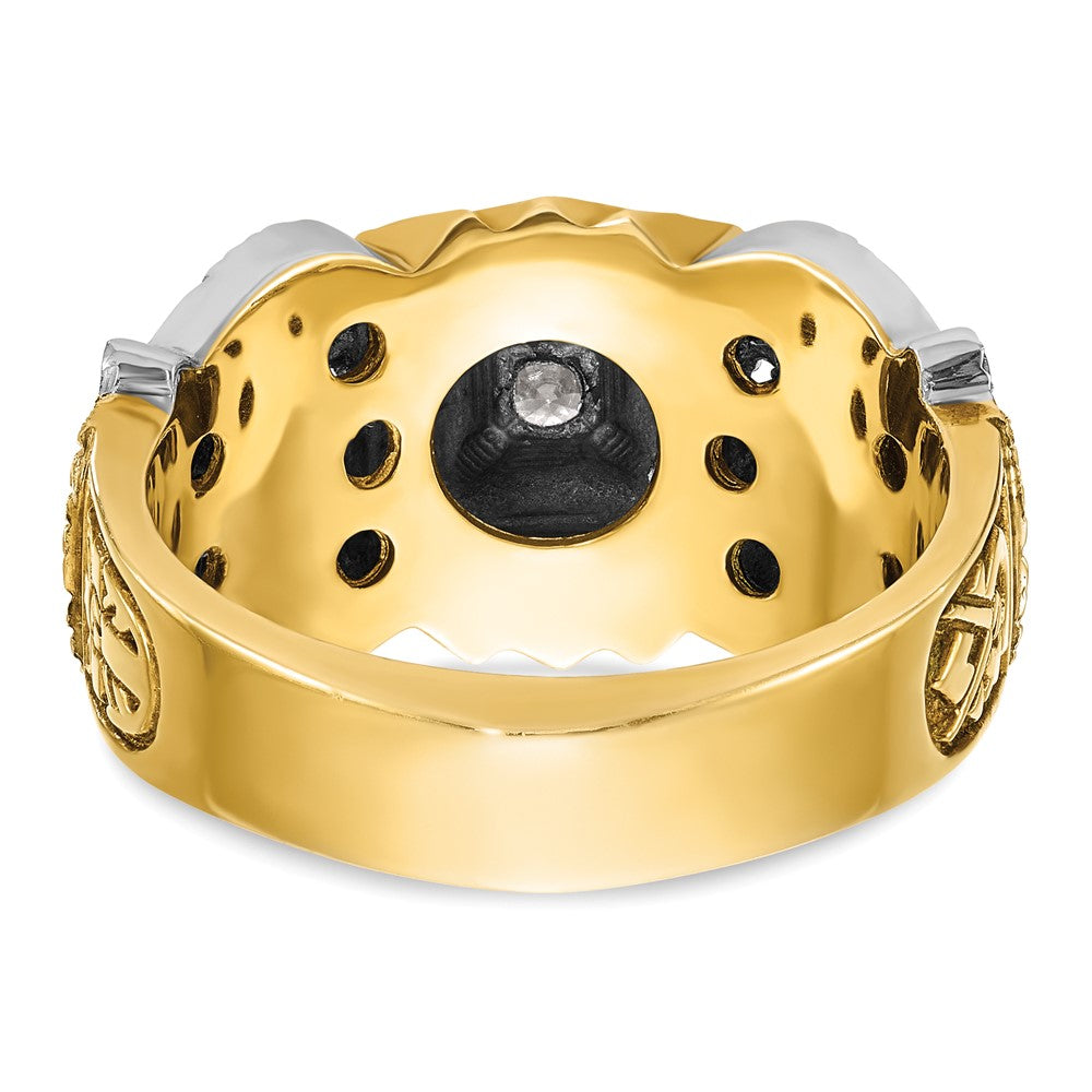 Exclusive 10K Two-Tone Men's Ring with Black Enamel & Diamond - Stylish Design