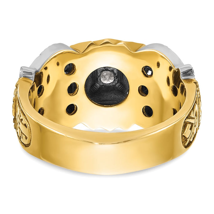 Exclusive 10K Two-Tone Men's Ring with Black Enamel & Diamond - Stylish Design-5