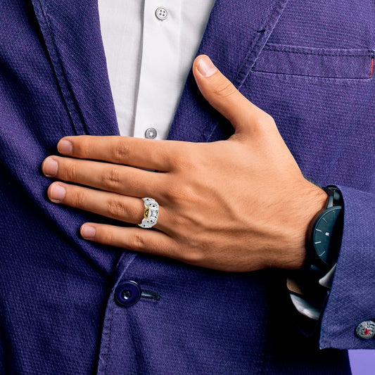 Buy Stylish 14K Two-Tone Men's Masonic Ring with Diamond & Enamel, 32nd Degree