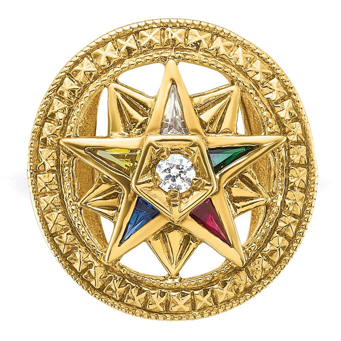 Buy Exclusive 14K Gold Women's Masonic Ring - Stylish Eastern Star Design with CZ & Diamond Accents-4