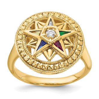 Buy Exclusive 14K Gold Women's Masonic Ring - Stylish Eastern Star Design with CZ & Diamond Accents