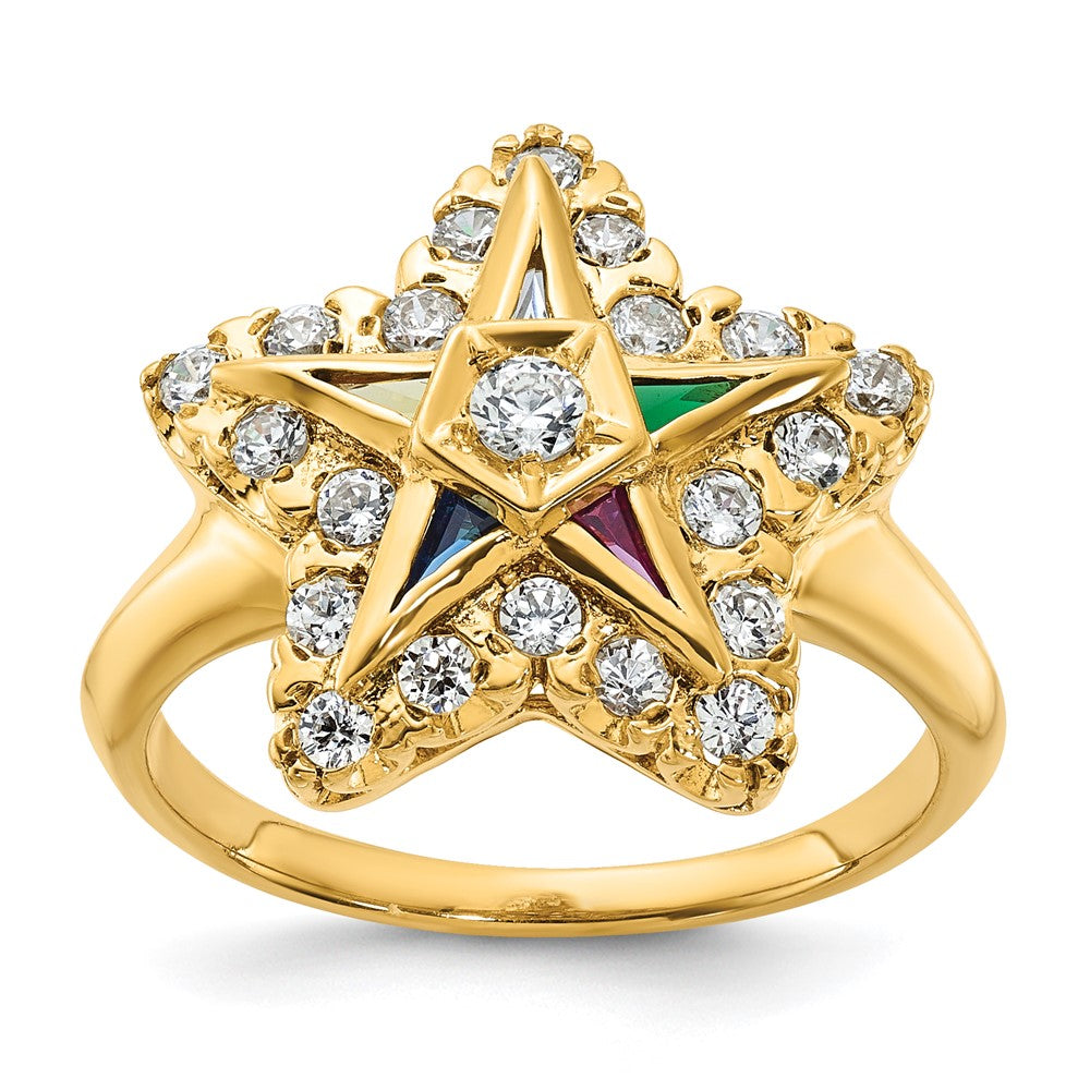 Buy Exclusive 14K Gold Womens Masonic Ring with Multi-Color CZ & Diamonds
