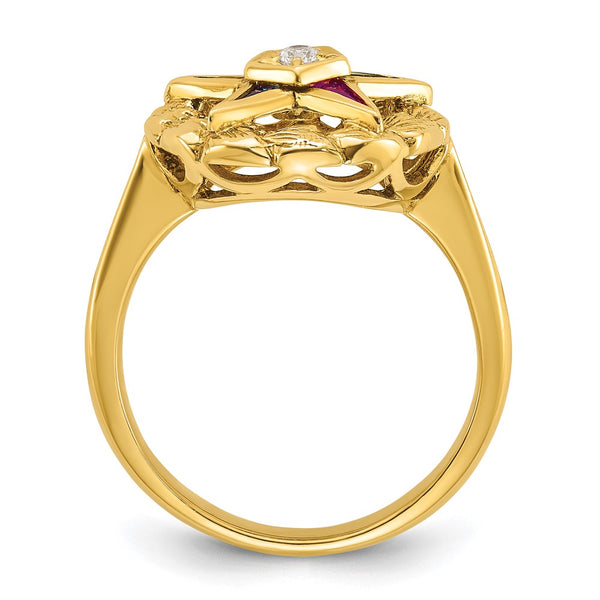14K Gold Women's Masonic Ring - Eastern Star CZ Accents
