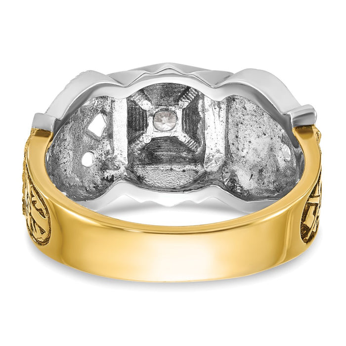 Buy Exclusive 14K Gold Two-Tone Men's Masonic Ring - Stylish Diamond Accent, Value!-7