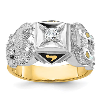 Buy Exclusive 14K Gold Two-Tone Men's Masonic Ring - Stylish Diamond Accent, Value!