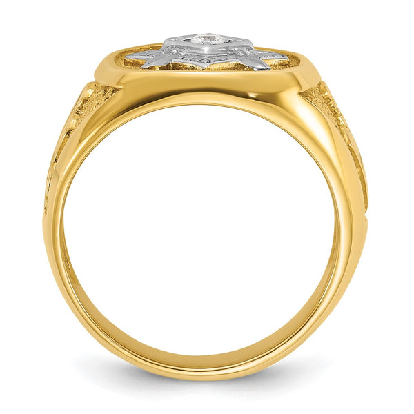 14K White Gold Masonic Ring with Diamonds