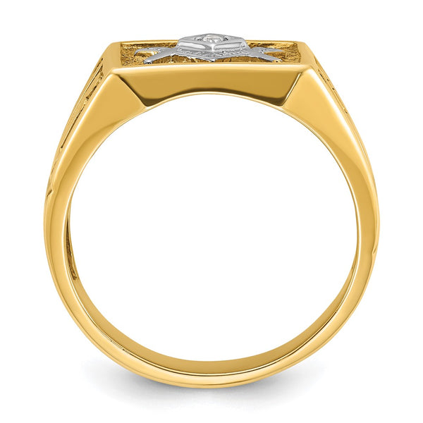 10K White Rhodium Masonic Ring with Diamonds - Lodge