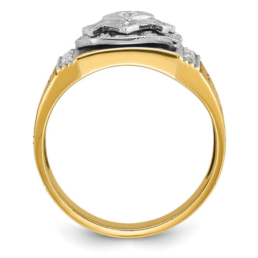 Buy High-Quality 14K Gold Two-Tone Masonic Ring with Diamond Accents