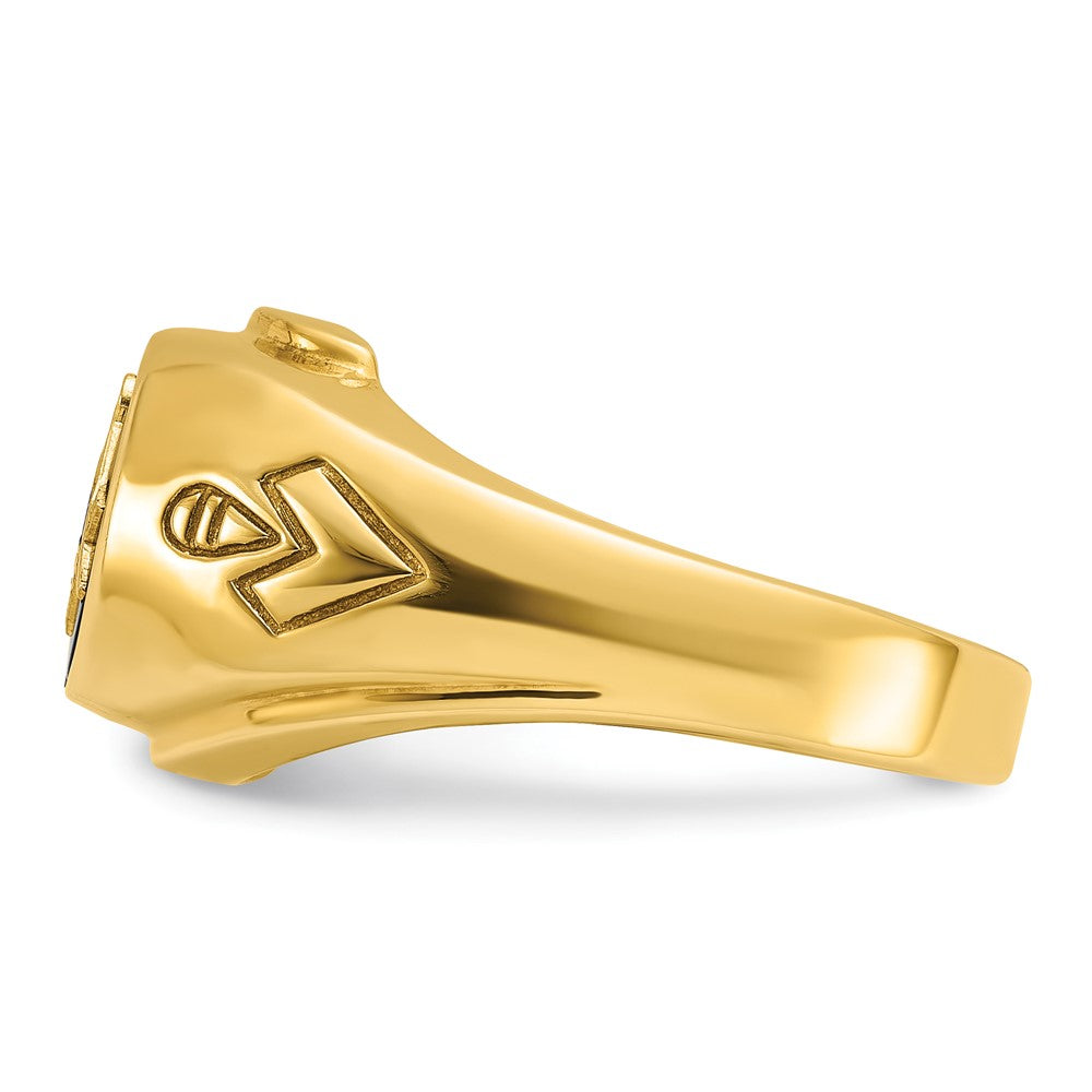 Exclusive 14K Gold Men's Masonic Ring | 0.85mm Grooved Design & Blue Onyx