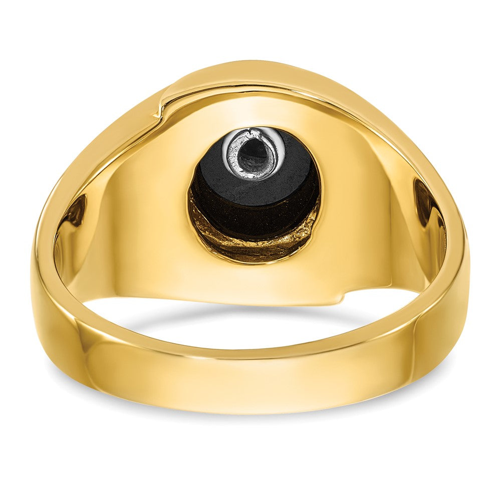 Exclusive 14K Gold Men's Masonic Ring | 0.85mm Grooved Design & Blue Onyx