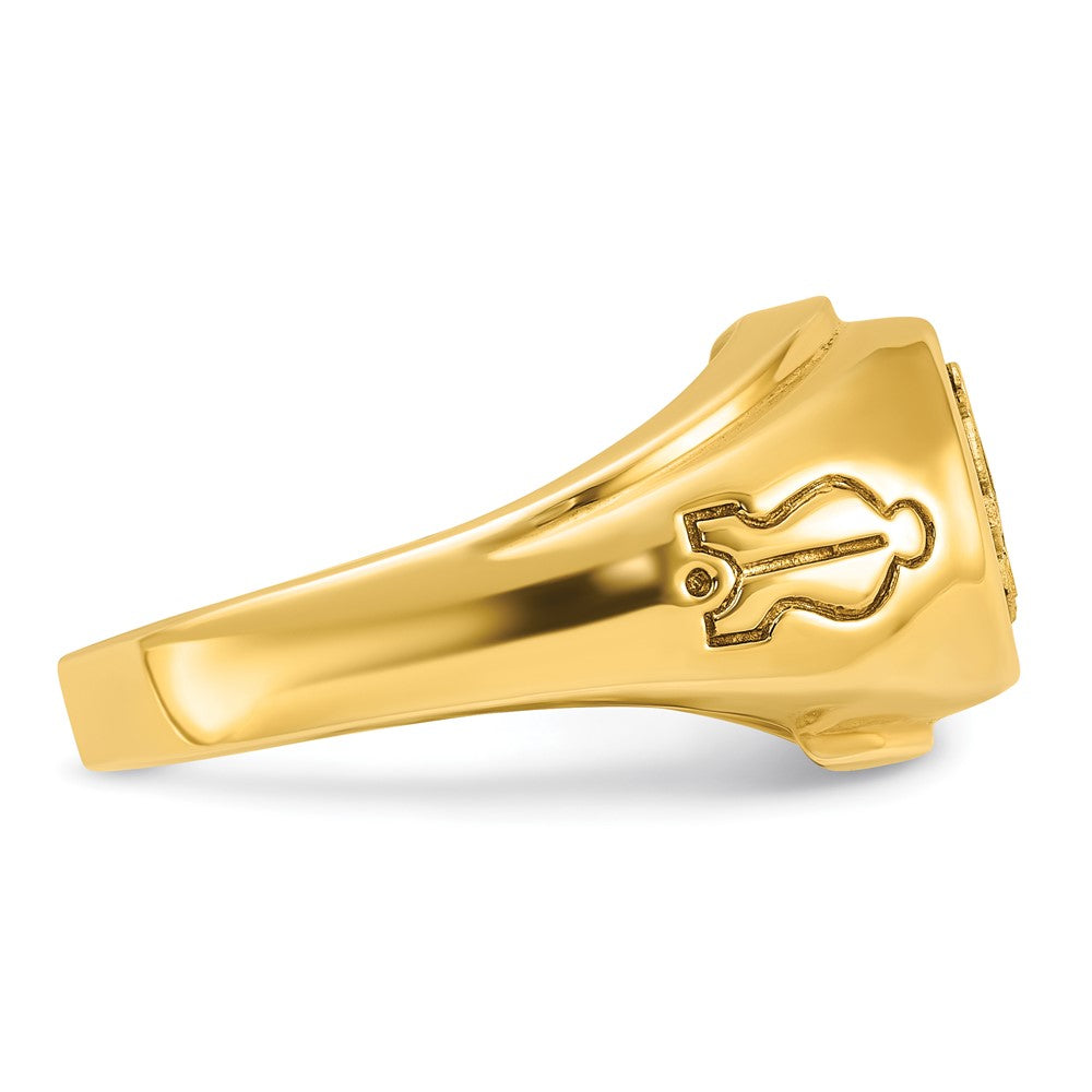 Exclusive 14K Gold Men's Masonic Ring | 0.85mm Grooved Design & Blue Onyx