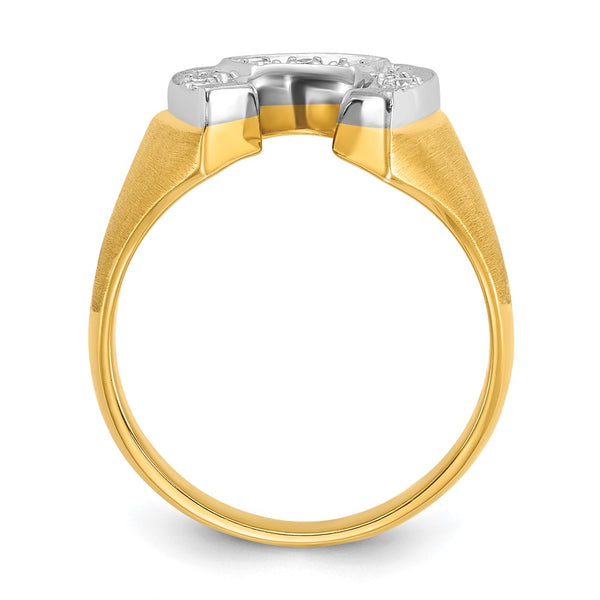 10K Two-Tone Men's Satin Finish Horseshoe Diamond Ring
