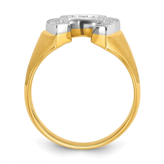 High-Quality 10K Two-Tone Men's Satin Finish Horseshoe Diamond Ring - Stylish Value