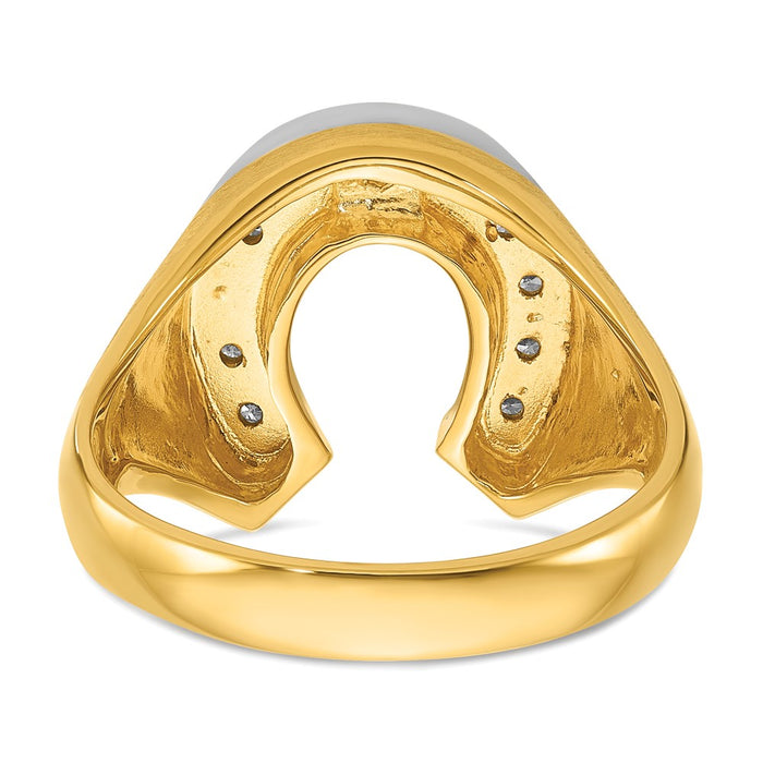High-Quality 10K Two-Tone Men's Satin Finish Horseshoe Diamond Ring - Stylish Value-7