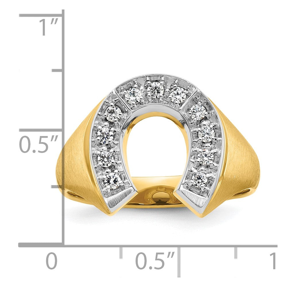 High-Quality 10K Two-Tone Men's Satin Finish Horseshoe Diamond Ring - Stylish Value