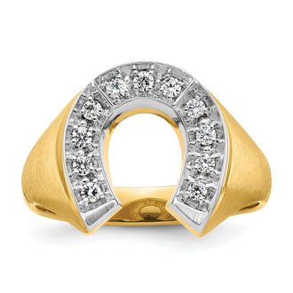 High-Quality 10K Two-Tone Men's Satin Finish Horseshoe Diamond Ring - Stylish Value
