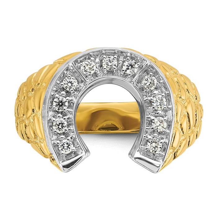 Buy 10K Two-Tone Men's Horseshoe Diamond Ring - Stylish Design, Great Value-6
