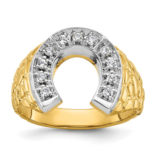 Buy 10K Two-Tone Men's Horseshoe Diamond Ring - Stylish Design, Great Value