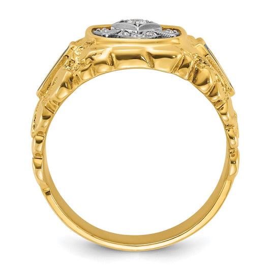 Shop Exclusive 14K Two-Tone Men's Masonic Ring, Polished with Diamond & Nugget Texture