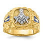 Shop Exclusive 14K Two-Tone Men's Masonic Ring, Polished with Diamond & Nugget Texture-1