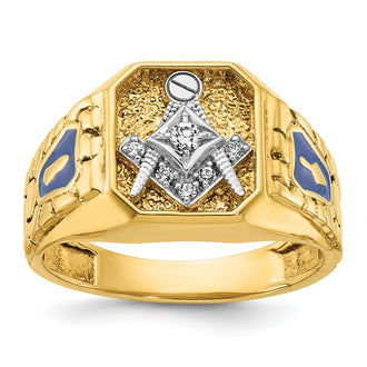 Exclusive 10K Two-Tone Men's Masonic Ring with Diamond Accents - Stylish Value
