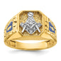 Exclusive 14K Two-Tone Masonic Ring with Blue Enamel & Diamond, 10g Value-1