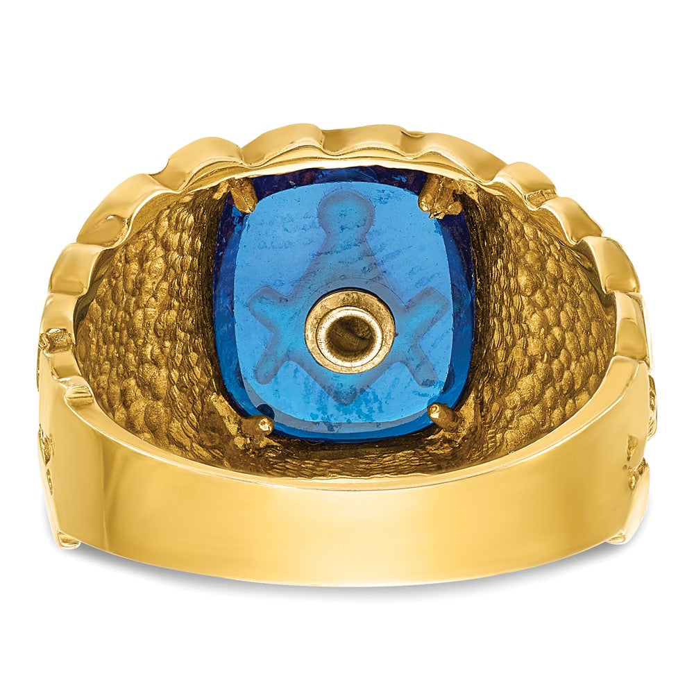Exclusive 10K Men's Masonic Ring with Lab-Created Sapphire - Stylish Design