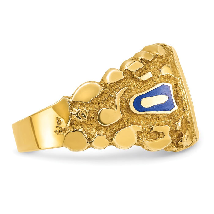Exclusive 10K Men's Masonic Ring with Lab-Created Sapphire - Stylish Design-8