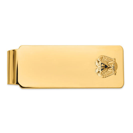 Exclusive 14K Men's Medium Money Clip - Polished Black Enamel, Stylish Design