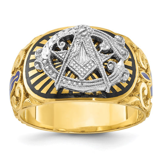 Buy Exclusive 14K Gold Masonic Ring - Stylish Two-Tone, 10mm Design