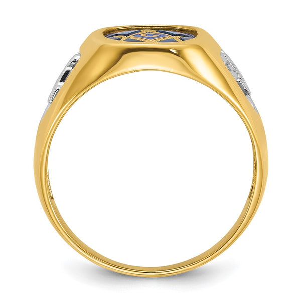 10k White Rhodium Lodge Master Masonic Ring with Blue Sapphire