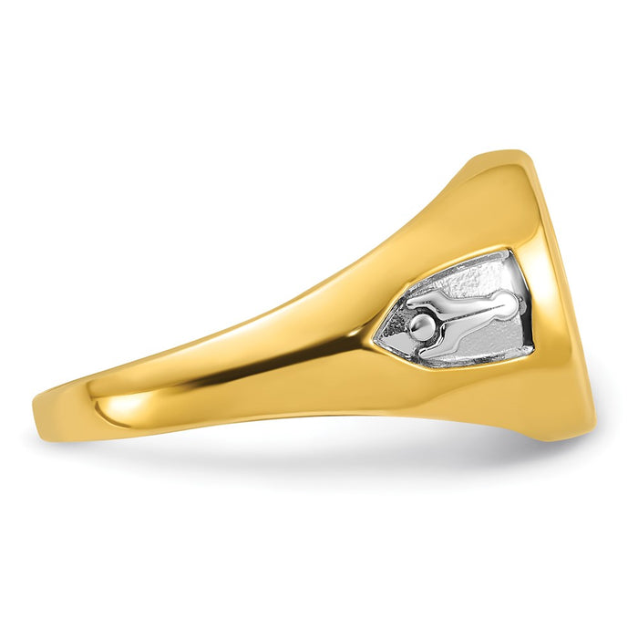 Shop Exclusive 10k White Rhodium Lodge Master Masonic Ring with Blue Sapphire - Stylish Value!-9
