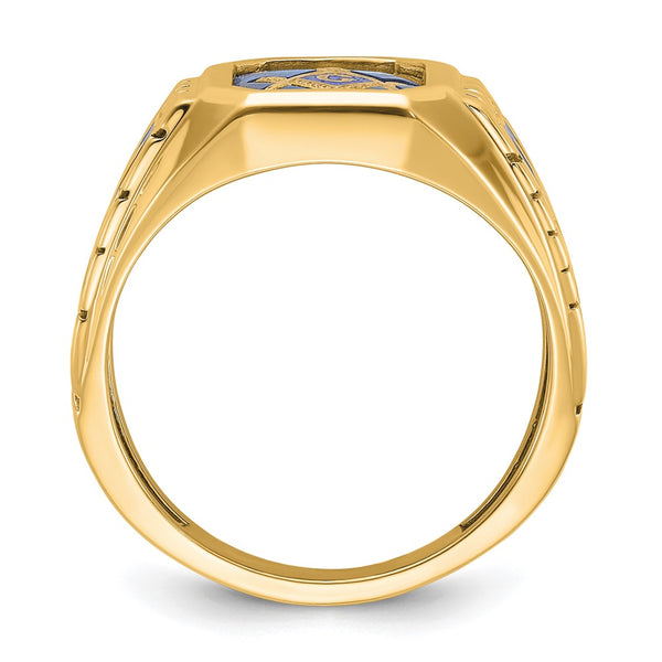 10K Men's Masonic Ring with Lab-Created Sapphire - Style GR1-1000869