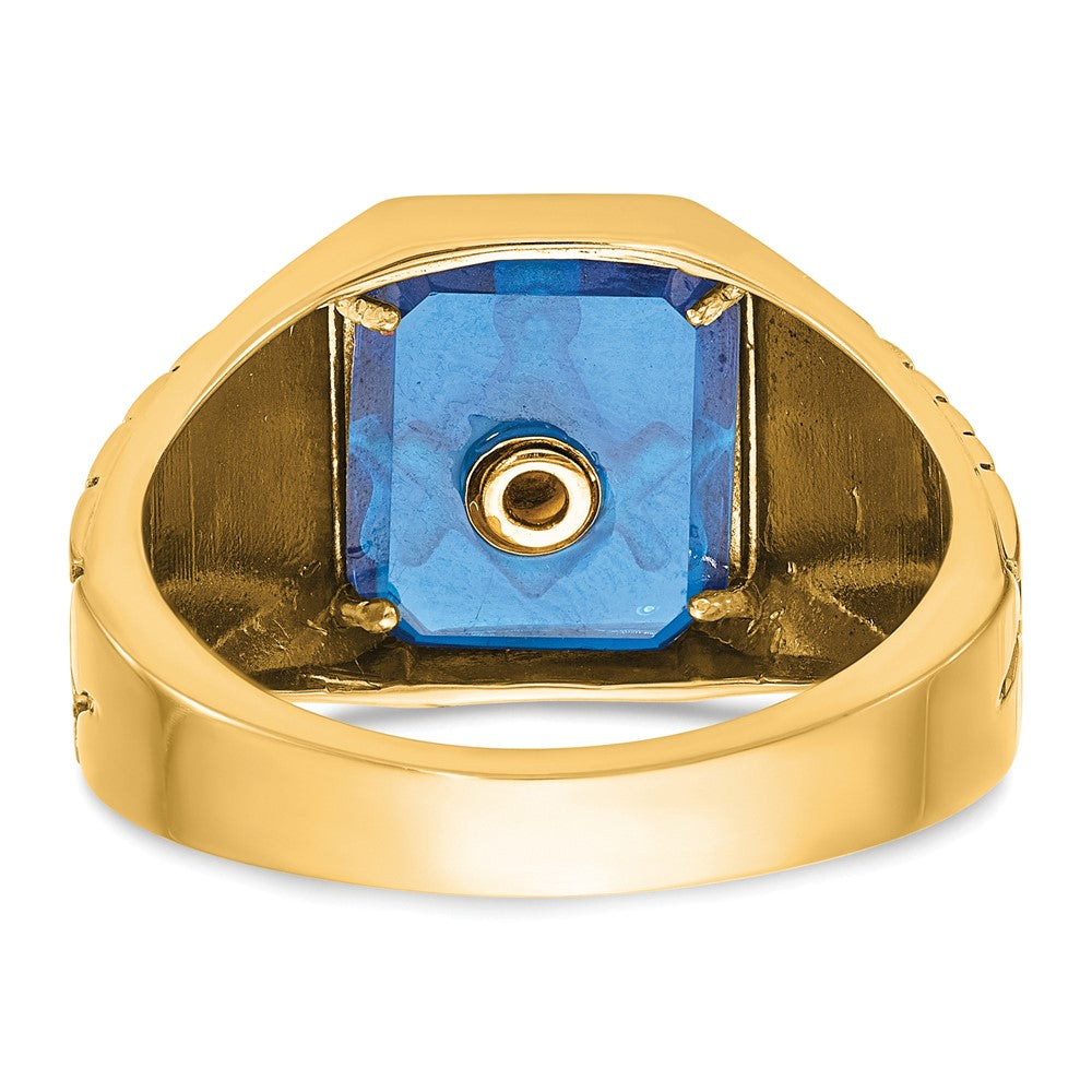 Exclusive 10K Men's Masonic Ring with Lab-Created Sapphire - Stylish Value
