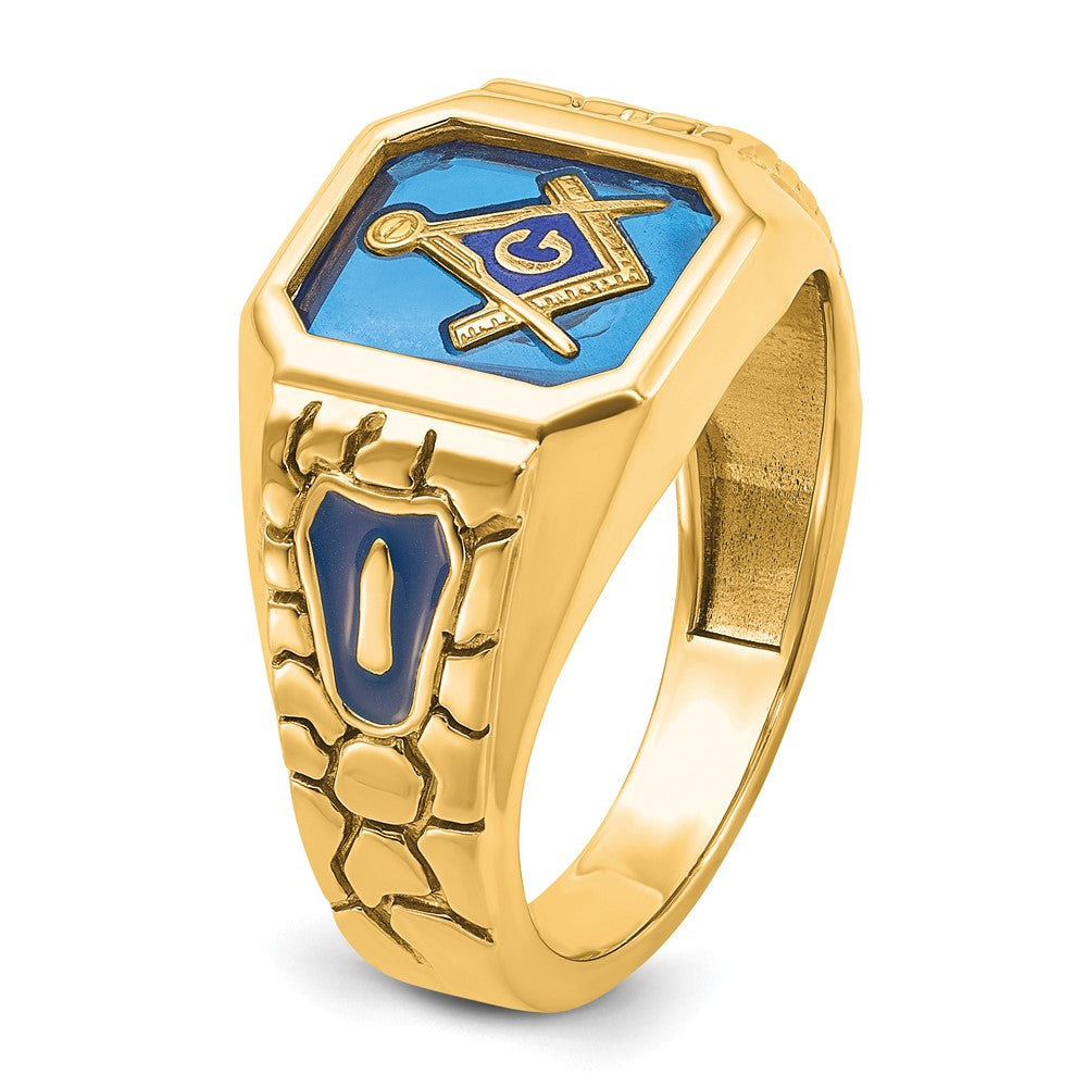 Exclusive 10K Men's Masonic Ring with Lab-Created Sapphire - Stylish Value