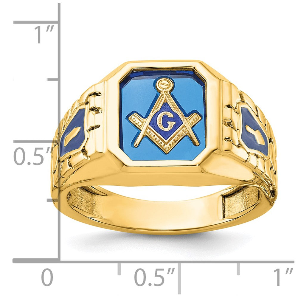 Exclusive 10K Men's Masonic Ring with Lab-Created Sapphire - Stylish Value