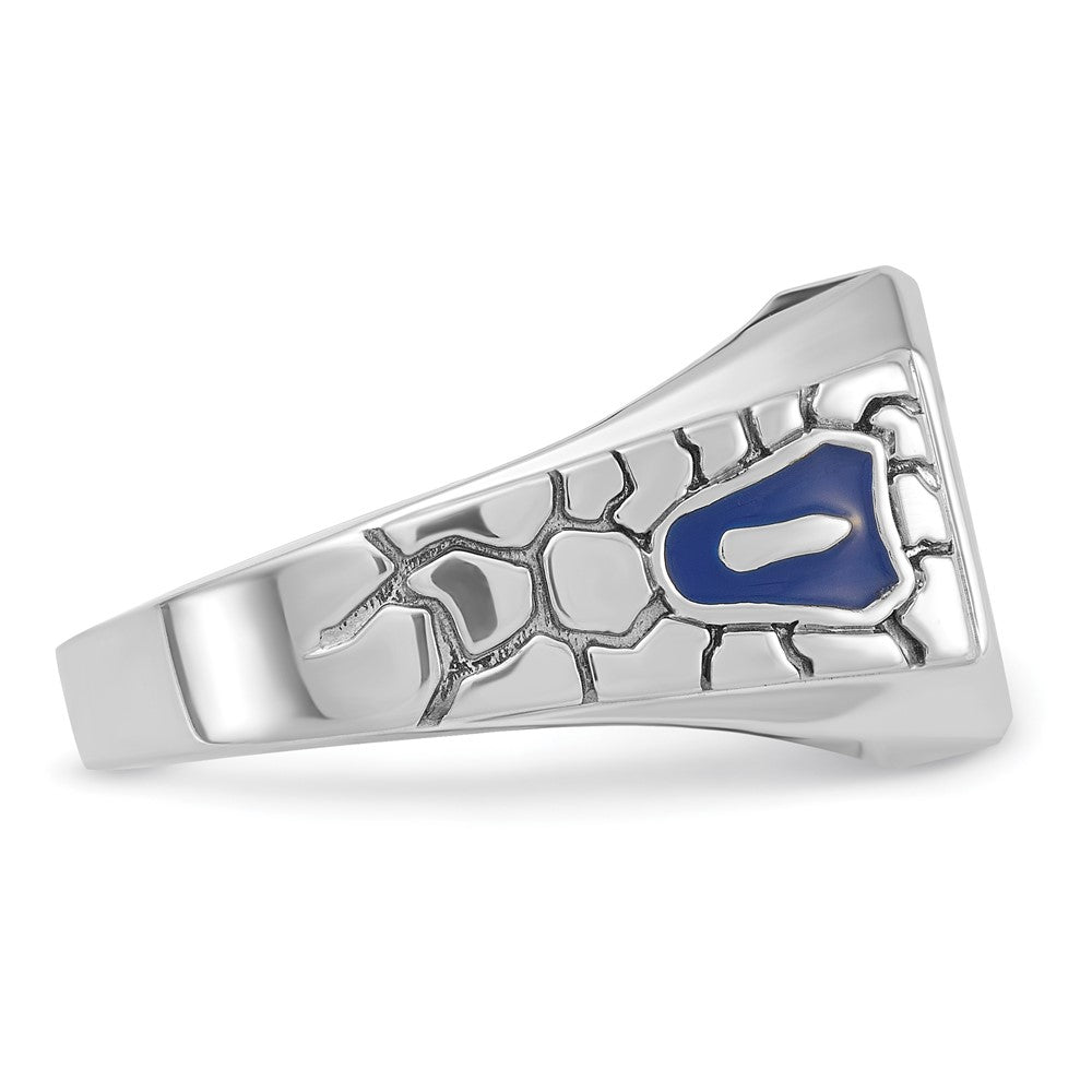 Exclusive 14K White Gold Masonic Ring with Lab-Created Sapphire - Stylish Design