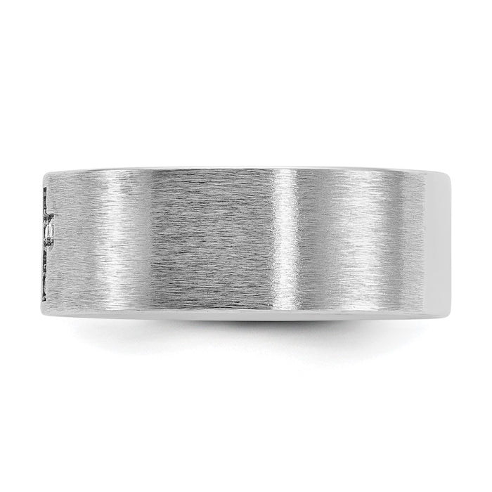 Shop High-Quality Men's 14K White Gold Cross Ring with 1/20 Carat Diamond-3